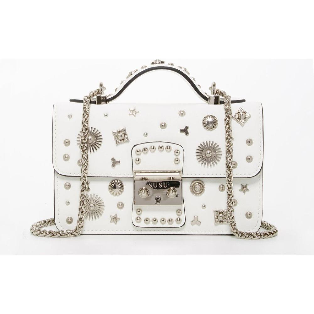 SUSU The Hollywood White Leather Crossbody Bag - A Dazzling Accessory for the Modern Woman