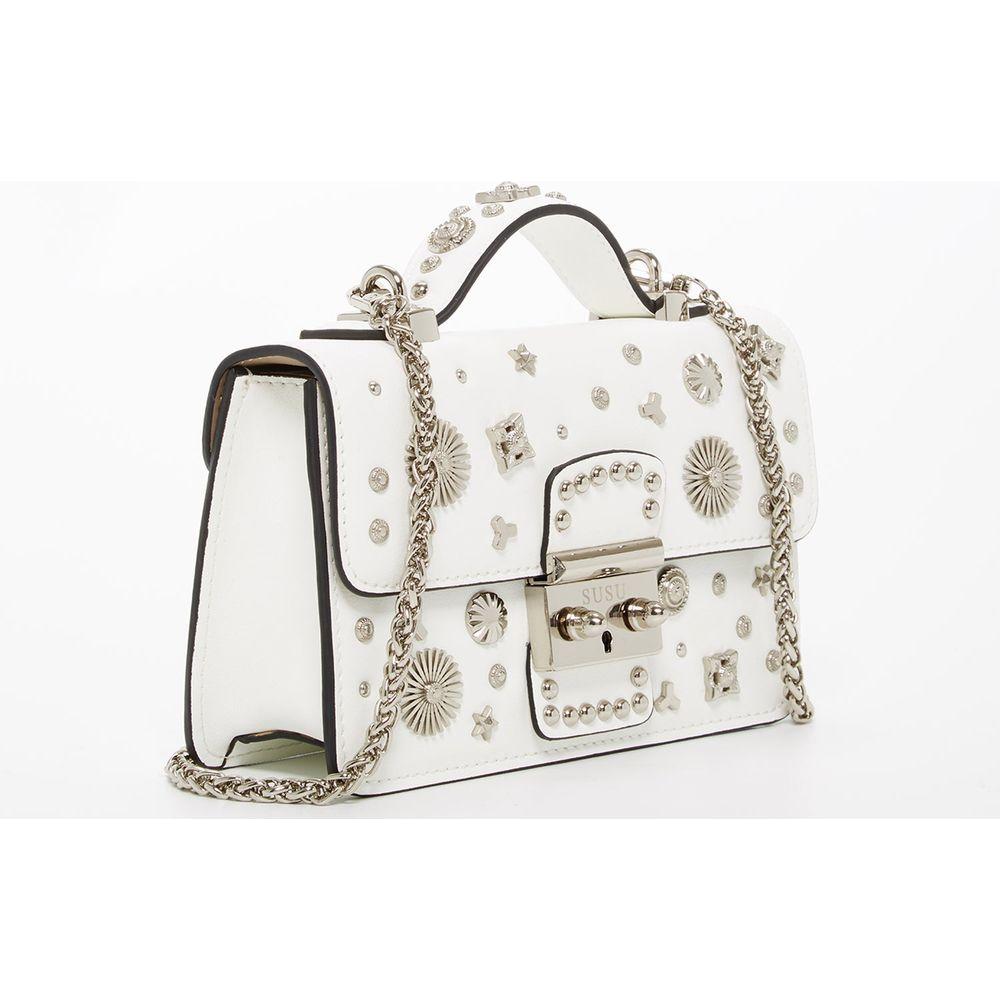 SUSU The Hollywood White Leather Crossbody Bag - A Dazzling Accessory for the Modern Woman