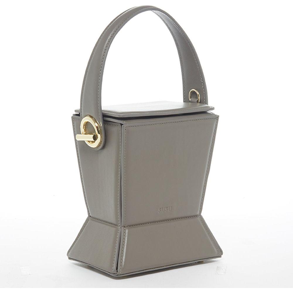 SUSU The Amber Leather Bucket Bag Grey - Elegance Redefined