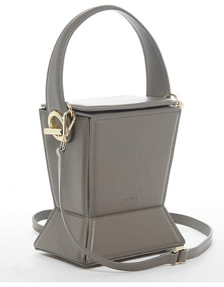 SUSU The Amber Leather Bucket Bag Grey - Elegance Redefined