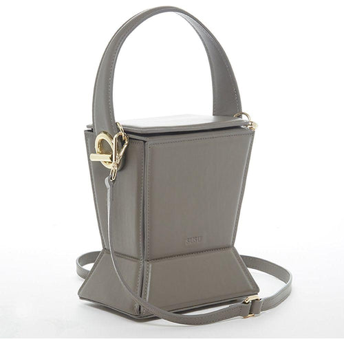 Load image into Gallery viewer, SUSU The Amber Leather Bucket Bag Grey - Elegance Redefined
