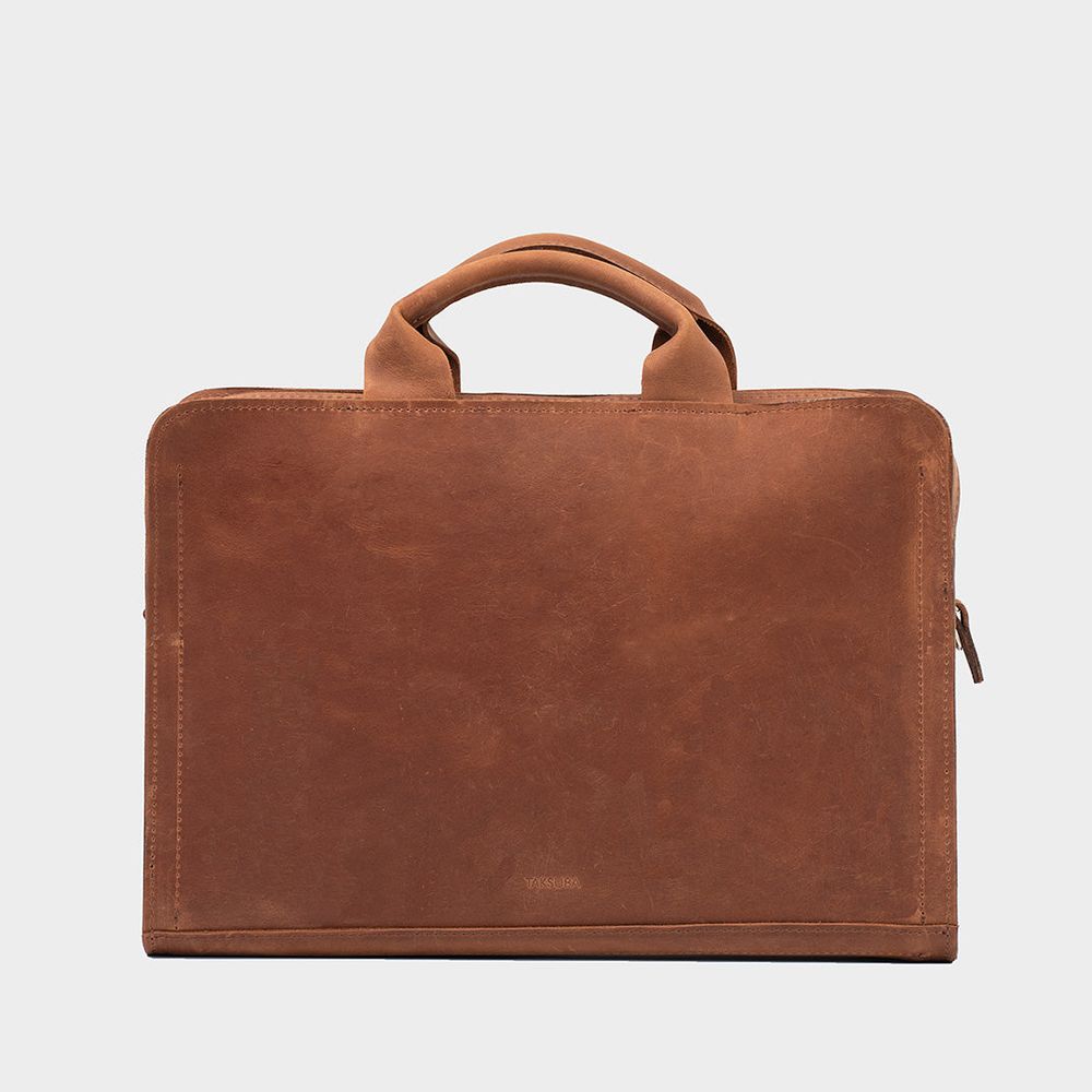 Leather Laptop Bag (Cognac Brown)