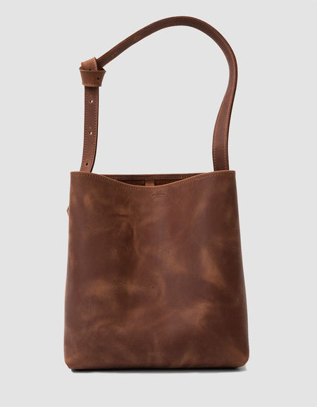 Leather Shopper Bag (Cognac Brown)