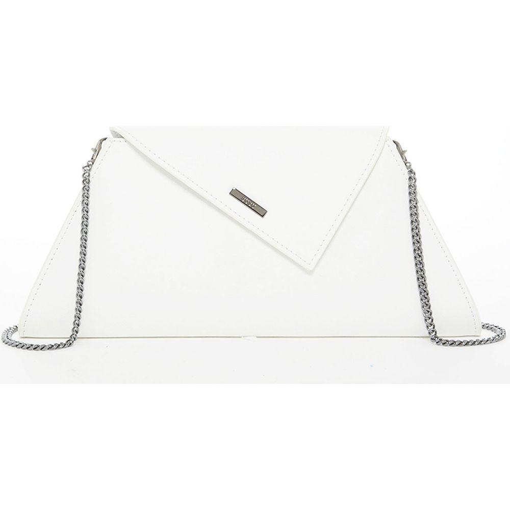 Angelica White Leather Clutch Bag