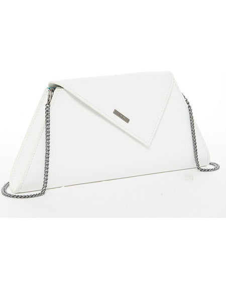 Angelica White Leather Clutch Bag
