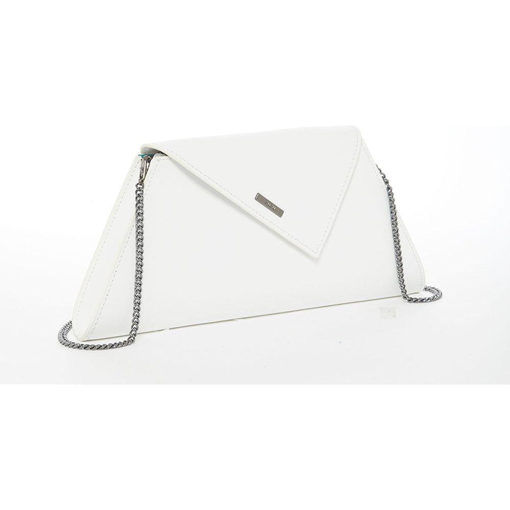Angelica White Leather Clutch Bag