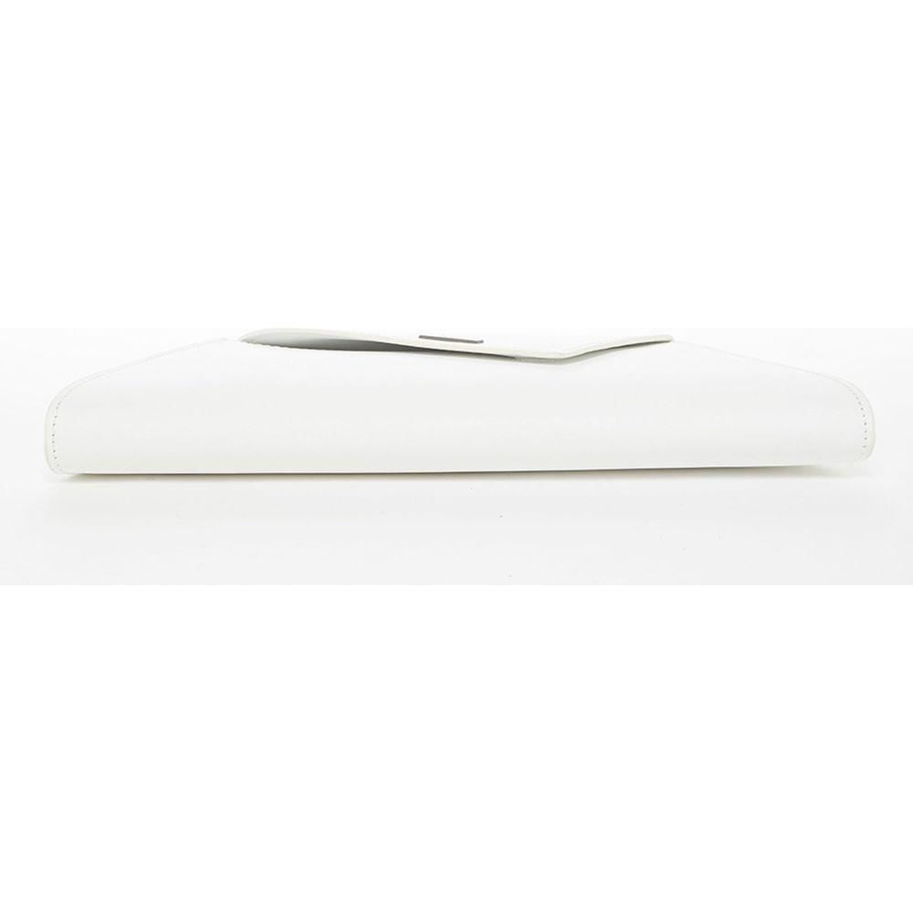 Angelica White Leather Clutch Bag