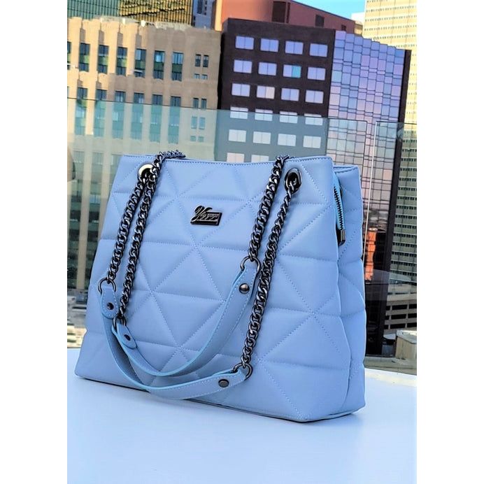 YbY Baby Blue Quilted Tote Bag