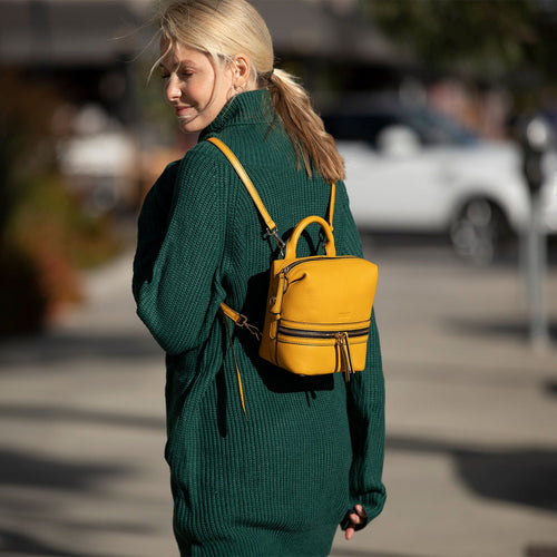 Load image into Gallery viewer, SUSU The Ashley Yellow Leather Backpack Purse
