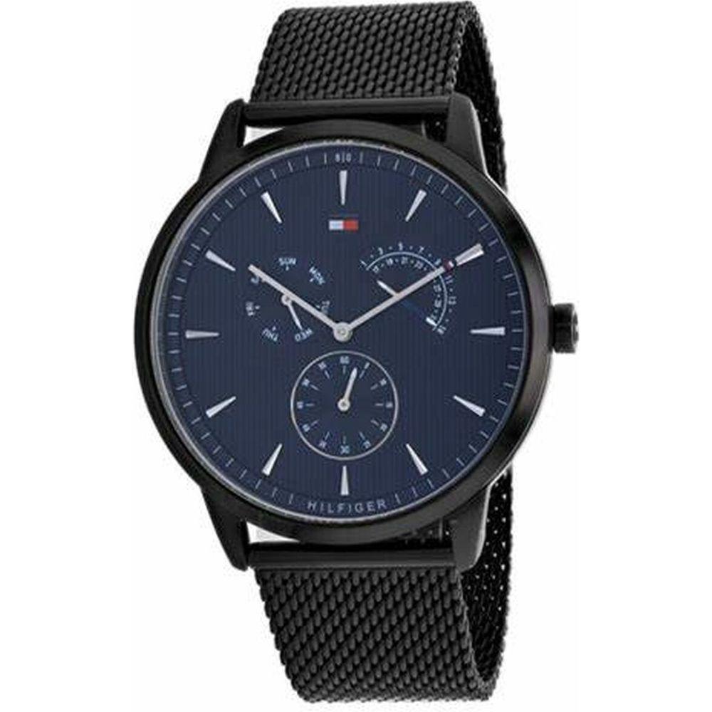 Tommy Hilfiger Unisex Wristwatch 1710392, Black Stainless Steel Case, Blue Dial