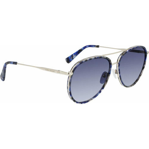 Load image into Gallery viewer, Longchamp LO684S-719 Women&#39;s Aviator Sunglasses: Stylish Golden Frame with Blue Lenses (Model: LO684S-719, Women&#39;s)

