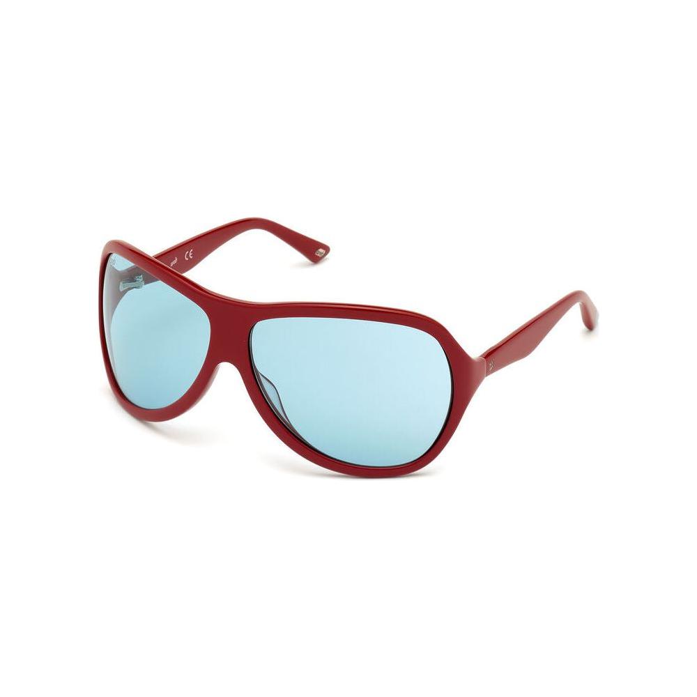 Web Eyewear Women's Aviator Sunglasses WE0290-6566V - Red Plastic Frame, Blue Lenses, UV400 Protection