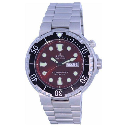 Load image into Gallery viewer, Ratio FreeDiver 1050HA93-02V-RED Men&#39;s Stainless Steel Quartz Watch with Red Dial
