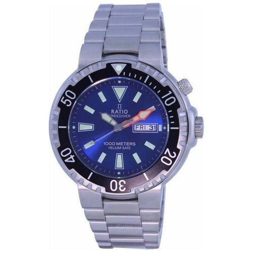 Load image into Gallery viewer, Ratio FreeDiver 1050HA93-12V-BLU Men&#39;s Stainless Steel Blue Dial Quartz Watch
