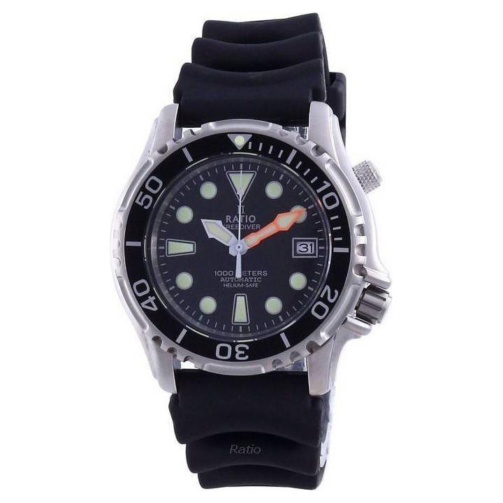 Ratio FreeDiver Helium Safe 1000M Stainless Steel Automatic Men's Watch - Model 1066KE20-33VA-BLK, Black