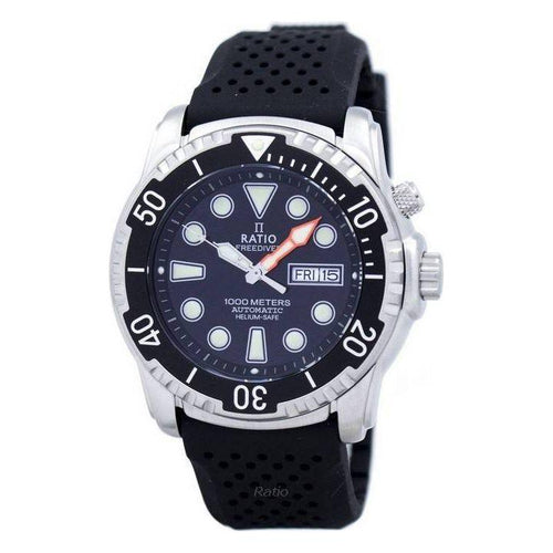 Load image into Gallery viewer, Ratio Free Diver Helium-Safe 1000M Sapphire Automatic Men&#39;s Watch - Black Silicone Strap: The Ultimate Replacement Band for Stylish and Durable Timekeeping
