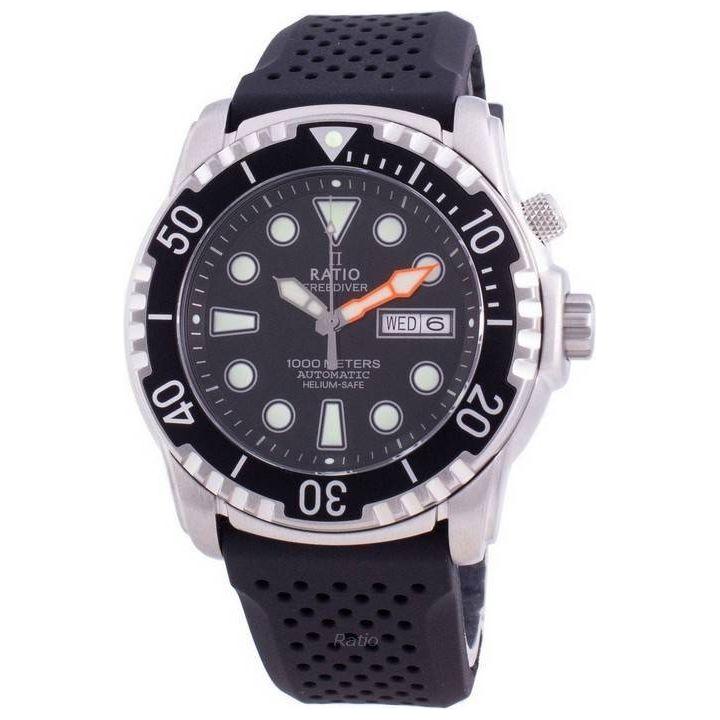 Ratio FreeDiver Helium-Safe 1000M Sapphire Automatic 1068HA90-34VA-BLK Men's Diving Watch in Black