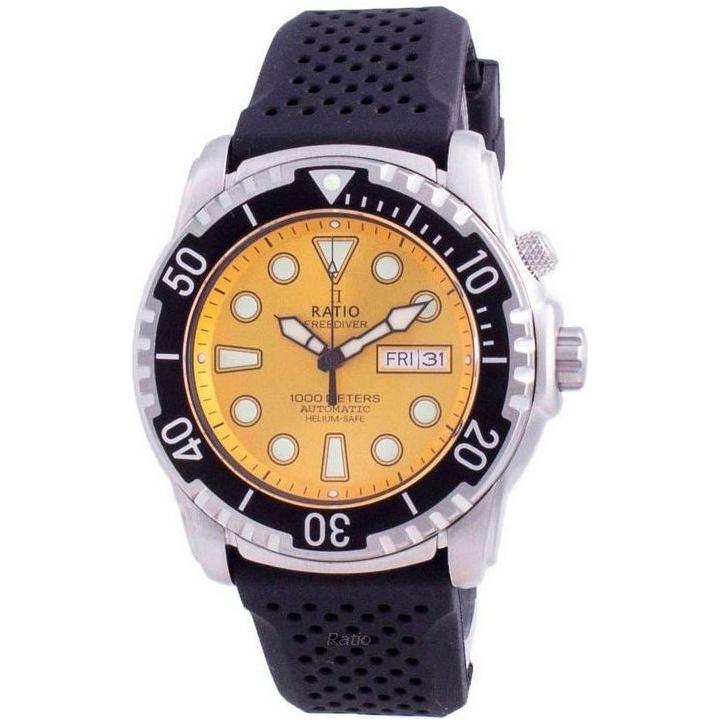 Ratio 2nd Generation Free Diver Helium-Safe Automatic 1068HA90-34VA-YLW-V02 1000M Men's Yellow Dial Watch