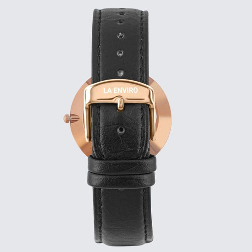 Load image into Gallery viewer, Rose Gold Marble Watch With Pineapple Leather Black Strap I 40 MM-1
