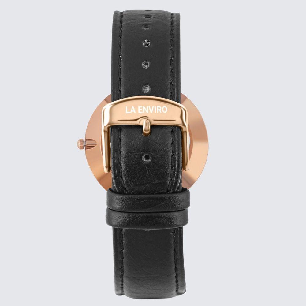 Rose Gold Marble Watch With Pineapple Leather Black Strap I 40 MM-1