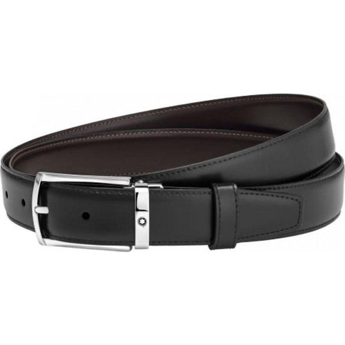 Load image into Gallery viewer, Montblanc Horseshoe Shiny And Matt Blue Buckle 123888 Men&#39;s Leather Belt
