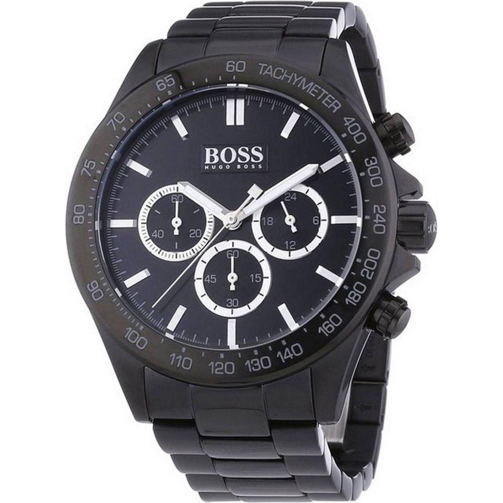 Hugo Boss Ikon Chronograph Stainless Steel Quartz 1512961 100M Men's Watch - Elegant Black Dial, Sleek Silver Bracelet