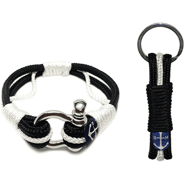 Atlantic Breeze Black and White Nautical Bracelet and Keychain-0