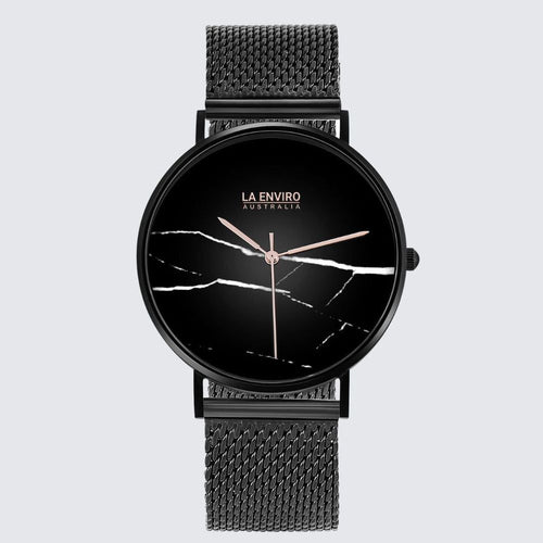 Load image into Gallery viewer, Black Marble Watch With Black Mesh Strap I 40 MM-1
