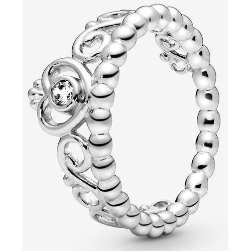 Load image into Gallery viewer, Pandora Sterling Silver My Princess Stackable Clear CZ Ring 190880CZ-48 for Women - Elegant and Sparkling Silver Cubic Zirconia Jewelry
