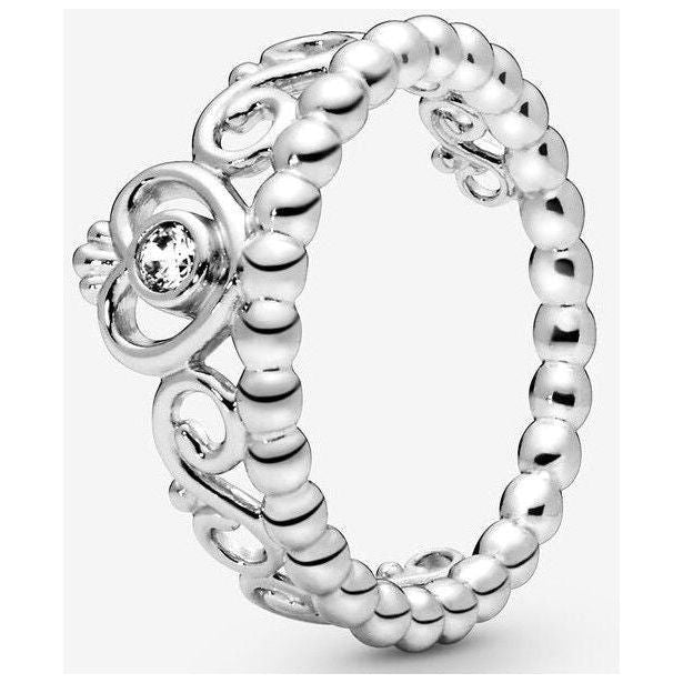Pandora Sterling Silver My Princess Heart Tiara Crown Ring 190880CZ-52 for Women in Silver