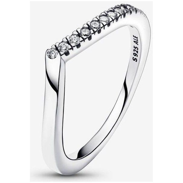 Pandora Sterling Silver Timeless Wish Half Sparkling Ring 192394C01-50 for Women - Elegant Silver Sparkling Band for a Timeless Wish