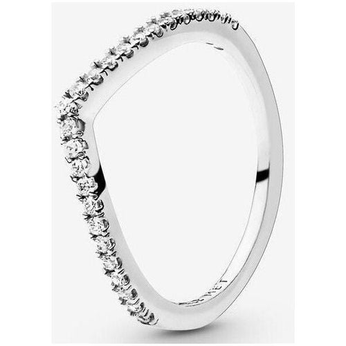 Load image into Gallery viewer, Pandora Sterling Silver Sparkling Wishbone Ring 196316CZ-54 for Women - White and Colourless Cubic Zirconia Stone Stackable Flush Ring
