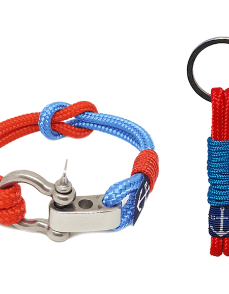 Adjustable Shackle Blue-Red Nautical Bracelet & Keychain-0