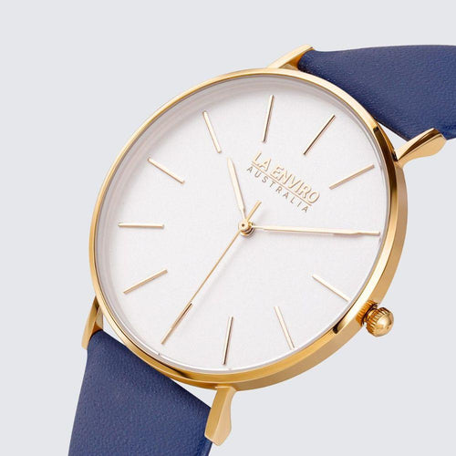 Load image into Gallery viewer, Gold Classic Watch with Blue Strap  I 40 MM-0
