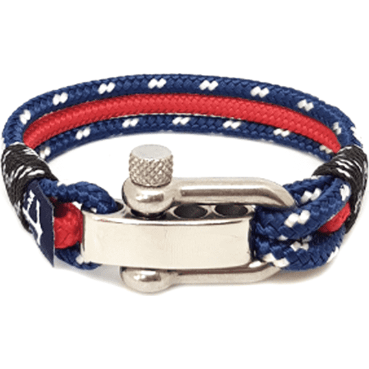 Adjustable Shackle Red and Blue Nautical Bracelet-0