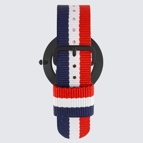 Load image into Gallery viewer, Black Marble Watch With Red, Blue &amp; White Nato Strap I 40 MM-2
