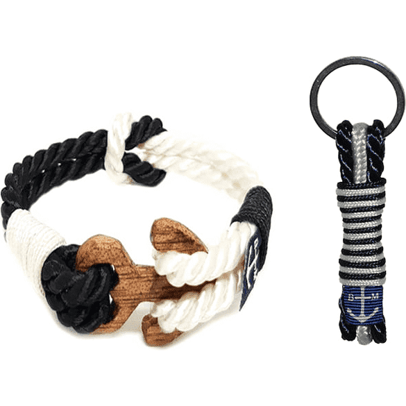 Twisted Rory Wood Nautical Bracelet and Keychain-0