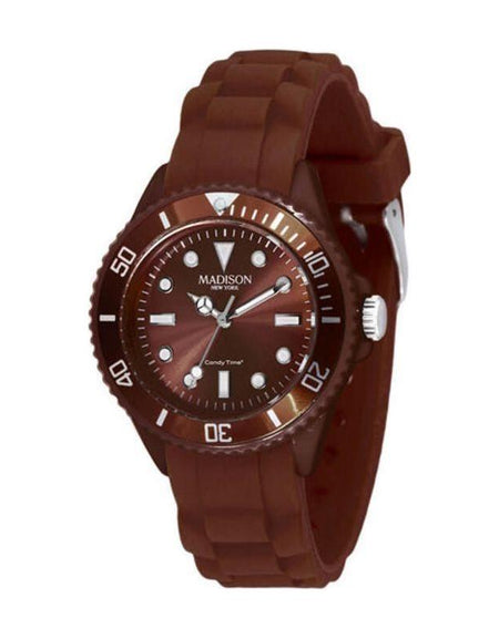 Madison Ladies' L4167-19 Brown Rubber Strap Watch - Women's Fashion Timepiece in Elegant Brown Color (Ø 35 mm)
