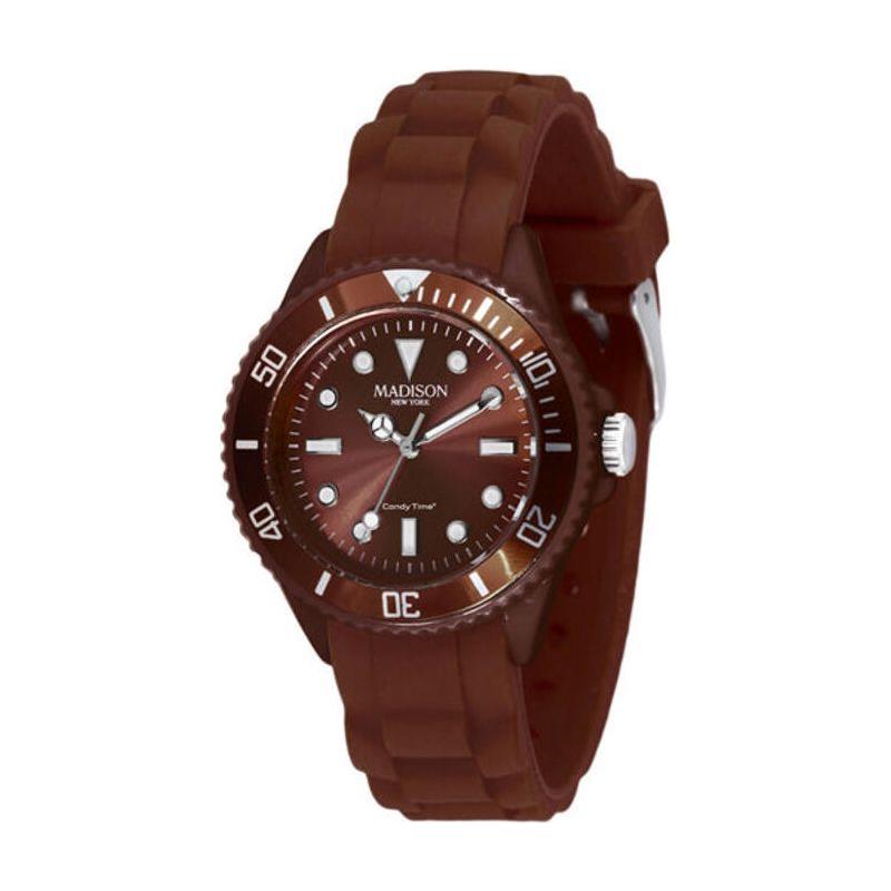 Madison Ladies' L4167-19 Brown Rubber Strap Watch - Women's Fashion Timepiece in Elegant Brown Color (Ø 35 mm)