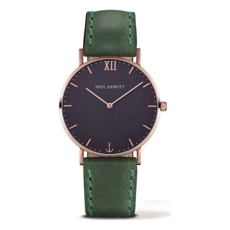 Paul Hewitt Unisex PH-SA-R-ST-B-12S Green Leather Strap Quartz Watch (Ø 39 mm)
