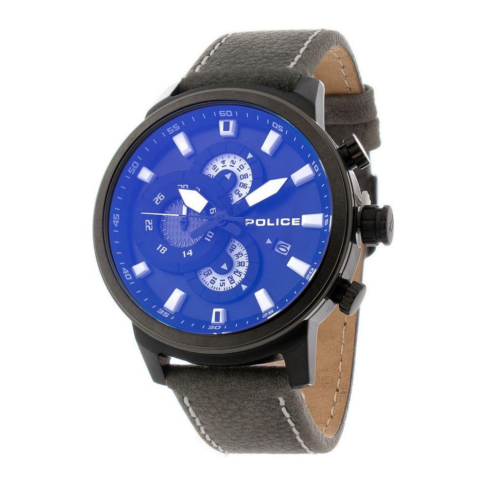 Police Men's R1451281001 Quartz Blue Dial Leather Strap Replacement - Grey