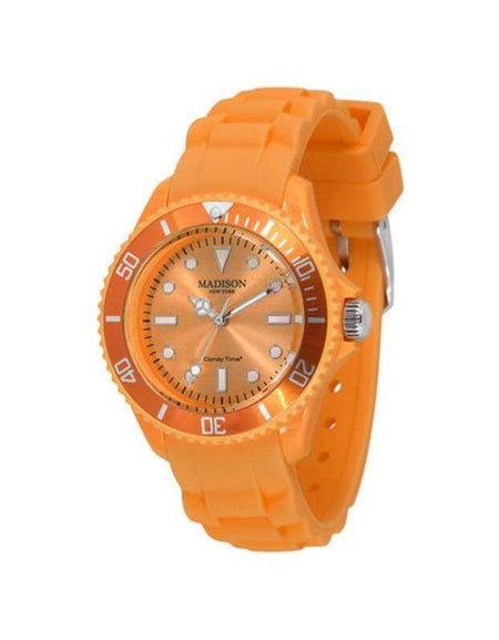 Madison L4167-22 Women's Orange Rubber Strap Watch - Ø 35 mm