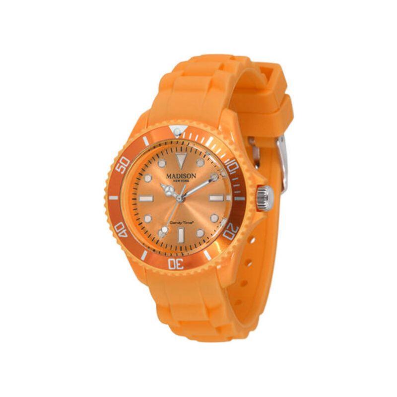 Madison L4167-22 Women's Orange Rubber Strap Watch - Ø 35 mm