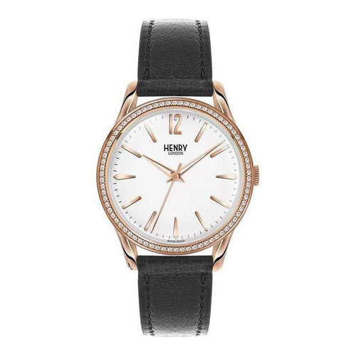 Load image into Gallery viewer, Henry London Ladies&#39; Watch HL39-SS-0032 Replacement Black Leather Strap - Pink Box
