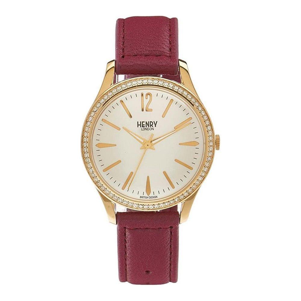 Henry London Women's Red Leather Watch Strap Replacement - Ø 39 mm