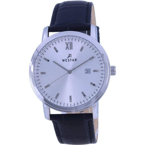 Load image into Gallery viewer, Westar Men&#39;s White Dial Leather Strap Replacement - Elegant White Watch Band for Gentlemen
