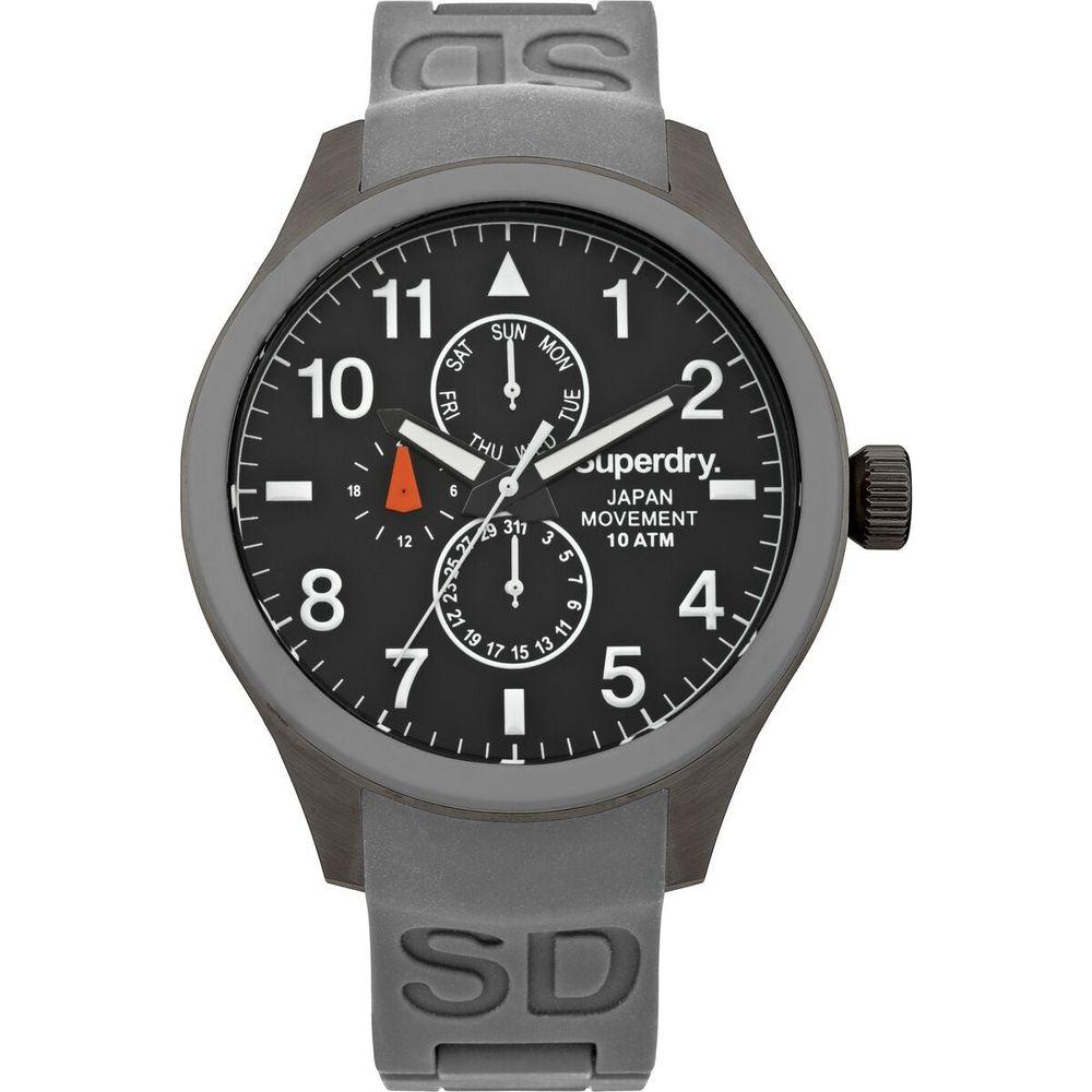 Superdry Unisex SYG110E Quartz Wristwatch - Grey Silicone Strap Replacement for Ø 43mm Watch