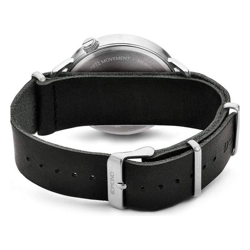 Komono KOM-W1953 Men's Black Leather Watch Strap Replacement