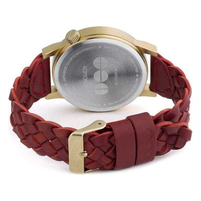 Komono KOM-W2030 Men's Golden Leather Watch Strap Replacement - Elegant Timepiece Enhancement