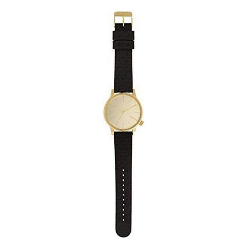 Load image into Gallery viewer, Komono KOM-W2002 Men&#39;s Black Golden Leather Strap Replacement - Sophisticated Timepiece Accessory for Men
